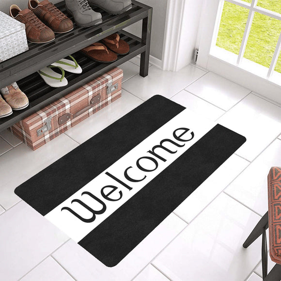 Black White Stripes Welcome Doormat 30