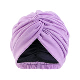Women Double Layer Satin Lining Stretch Cross Ruffle Hat