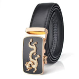 Men's Luxury Dragon Leather Black Strap Buckle Belt