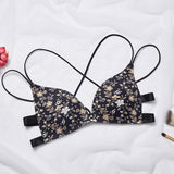 Women Floral Front Buckle Seamless Cross Back Push Up Bras