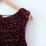 Women's Round Neck Sleeveless Sequined Patchwork Vest Dress