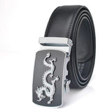 Men's Luxury Dragon Leather Black Strap Buckle Belt