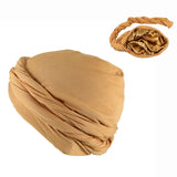Double Layer Headband Satin Lining Pigtail Hat