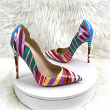 Women's Zebra Striped Pattern Shallow Mouth High Heels
