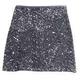 Women Sequined Midi High Waist Hip Hugging A-line Short Skirt