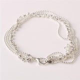 Women Multi Layer Silver Crystal Ball Ankle Foot Chain Bracelet