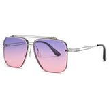 Mens Full Frame Double Beam Cut Edge Metallic Sunglasses
