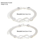 Women Diamond Inlay Loop Infinite Wide Chain Ankle Bracelet Set