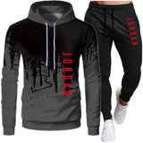Men's Hooded Sweatshirt Drawstring Sportswear Two Piece Outfit Set
