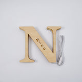 Personalized wooden letter 'N' night light, RICO engraved, warm glow, 19CM, custom name lamp