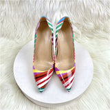 Women's Zebra Striped Pattern Shallow Mouth High Heels