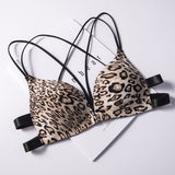 Women Floral Front Buckle Seamless Cross Back Push Up Bras