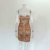 Women's Elegant Sequined Corset Slim Fit Bodycon Dress