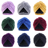 Women Double Layer Satin Lining Stretch Cross Ruffle Hat