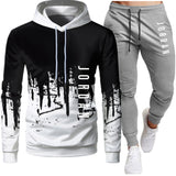 Men's Hooded Sweatshirt Drawstring Sportswear Two Piece Outfit Set