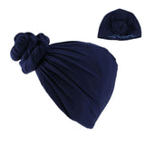 Double Layer Headband Satin Lining Pigtail Hat
