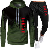 Men's Hooded Sweatshirt Drawstring Sportswear Two Piece Outfit Set