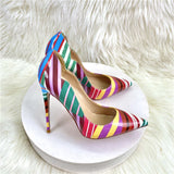Women's Zebra Striped Pattern Shallow Mouth High Heels