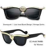 Steampunk Gold Lion Head Oversized Hipster Gothic Sunglasses