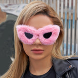 Women Plush Winter Cat Eye Sunglasses