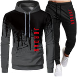 Men's Hooded Sweatshirt Drawstring Sportswear Two Piece Outfit Set