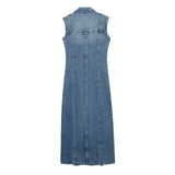 Women's Sleeveless Denim Medium Length Dress