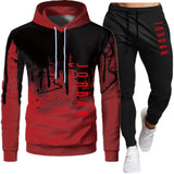 Men's Hooded Sweatshirt Drawstring Sportswear Two Piece Outfit Set