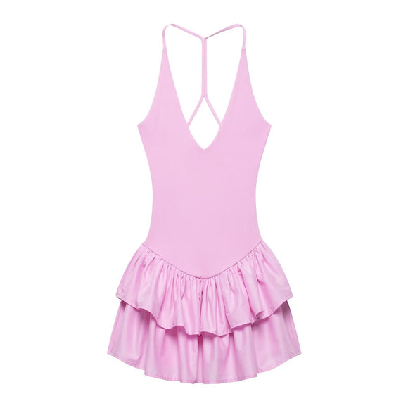Women's Hanging Neck Layered Camisole Dress