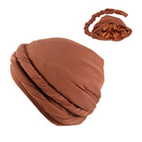Double Layer Headband Satin Lining Pigtail Hat