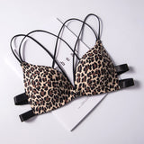 Women Floral Front Buckle Seamless Cross Back Push Up Bras