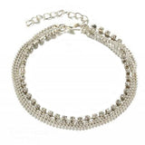 Women Multi Layer Silver Crystal Ball Ankle Foot Chain Bracelet