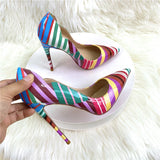 Women's Zebra Striped Pattern Shallow Mouth High Heels