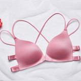 Women Floral Front Buckle Seamless Cross Back Push Up Bras