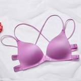Women Floral Front Buckle Seamless Cross Back Push Up Bras