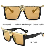 Steampunk Gold Lion Head Oversized Hipster Gothic Sunglasses