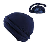 Double Layer Headband Satin Lining Pigtail Hat