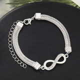 Women Diamond Inlay Loop Infinite Wide Chain Ankle Bracelet Set