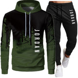 Men's Hooded Sweatshirt Drawstring Sportswear Two Piece Outfit Set