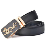 Men's Luxury Dragon Leather Black Strap Buckle Belt