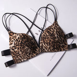 Women Floral Front Buckle Seamless Cross Back Push Up Bras