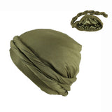 Double Layer Headband Satin Lining Pigtail Hat