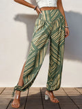 Women's Perfee Smocked Slit Printed High Waist Pants