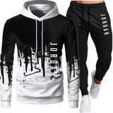Men's Hooded Sweatshirt Drawstring Sportswear Two Piece Outfit Set