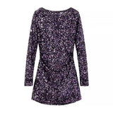 Women's Glitter Sparkling Straight Collar Dress