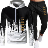 Men's Hooded Sweatshirt Drawstring Sportswear Two Piece Outfit Set