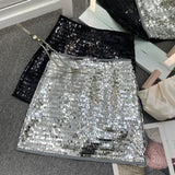 Women Glitter High Waist Slimming A-line Short Skirt