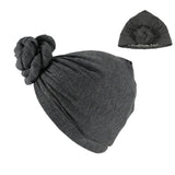 Double Layer Headband Satin Lining Pigtail Hat