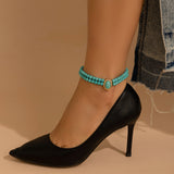 Double-Layer High-End Personalized Bead Imitation Pearl Ankle Bracelet