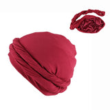 Double Layer Headband Satin Lining Pigtail Hat