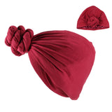 Double Layer Headband Satin Lining Pigtail Hat